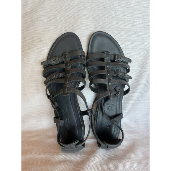 Ecco Gray Gladiator Flat Sandals, Open‎ Toe, Covered Heel, Buckles Women  39/ 9 - Picture 12 of 12